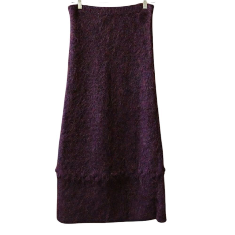 Su-Zen Vintage Purple Knit Maxi Skirt Fairycore Boho Hippie Medium Long Flowing